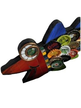 HANDCRAFTED Bott𝅺le Cap Wooden Fish Hanging Nautical Wall Decor Coney Island